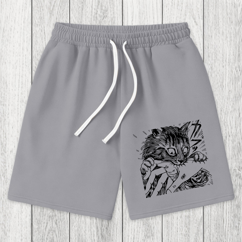 Tokyosol Creepy Cat Anime Horror Anteater Washed Shorts