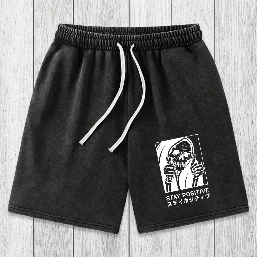 Tokyosol Stay Positive Skeleton Washed Shorts