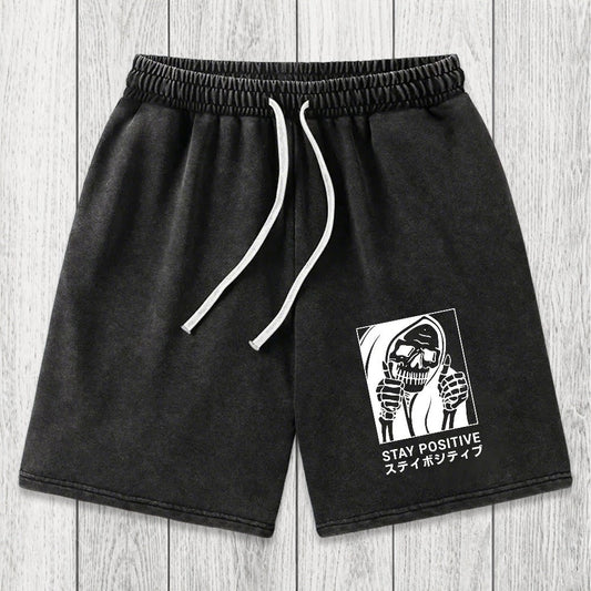 Tokyosol Stay Positive Skeleton Washed Shorts