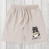 Tokyosol Cats Eat Ramen Noodles Washed Shorts