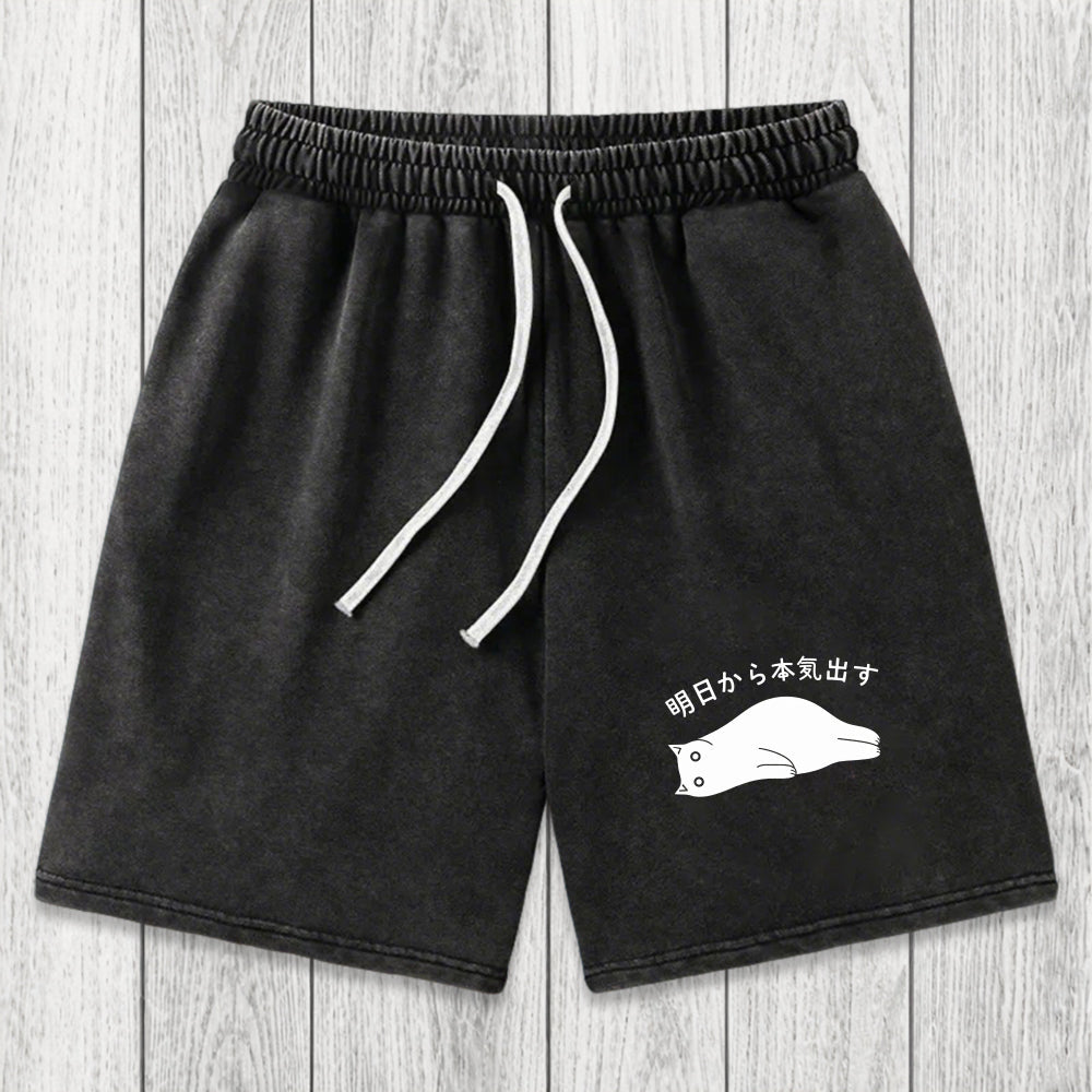Tokyosol I'm Going To Get Serious Tomorrow Washed Shorts