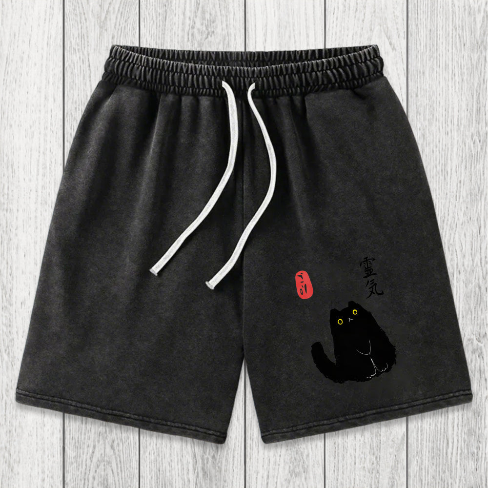 Tokyosol Black Civet Cat Washed Shorts