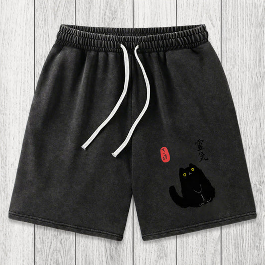 Tokyosol Black Civet Cat Washed Shorts