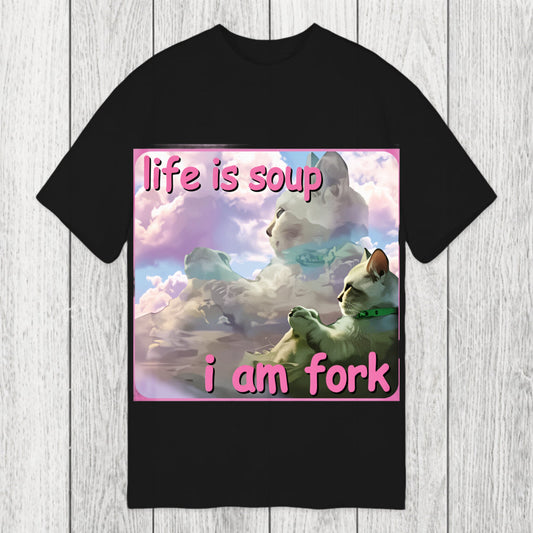 Tokyosol Life is Soup I am Fork Funny Cat Meme Classic T-Shirt
