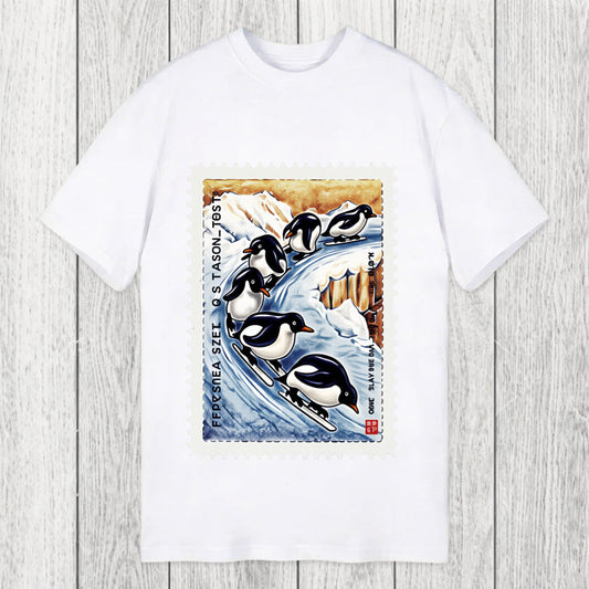 Tokyosol Gliding Penguin Stamp Classic T-Shirt