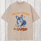 Tokyosol I've Got Friends In Low Places Funny Dog Washed T-Shirt