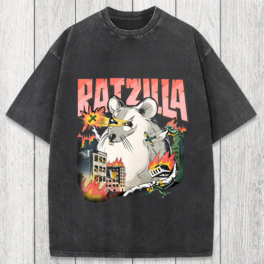 Tokyosol Funny RATZILLA Washed T-Shirt