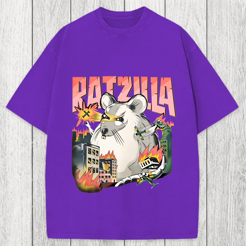 Tokyosol Funny RATZILLA Washed T-Shirt