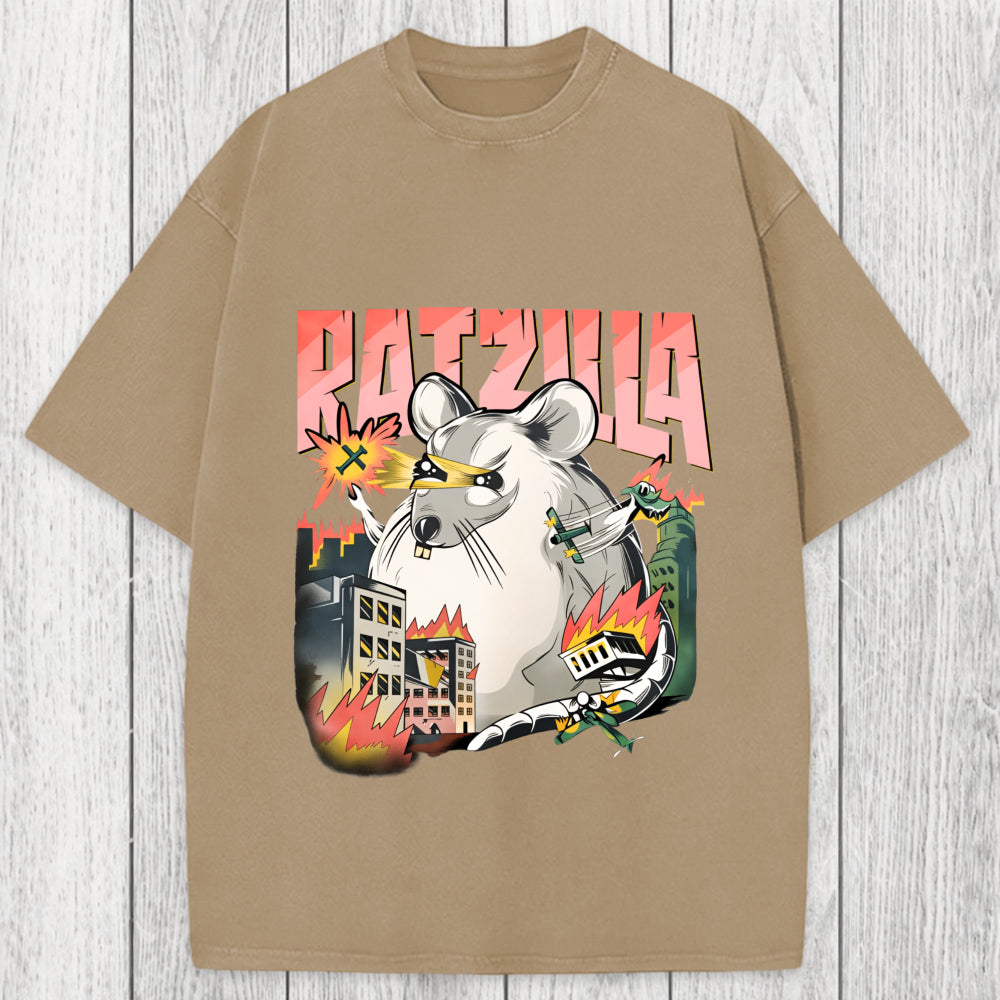 Tokyosol Funny RATZILLA Washed T-Shirt