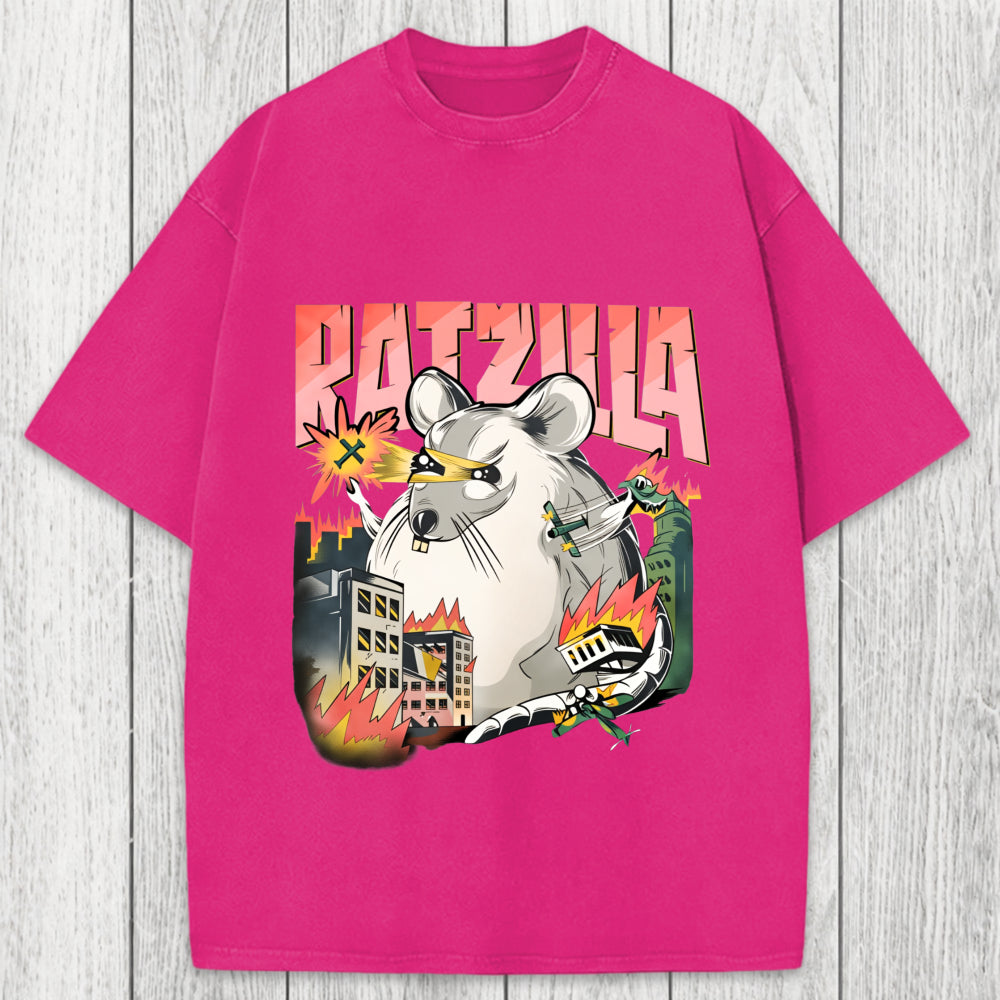 Tokyosol Funny RATZILLA Washed T-Shirt