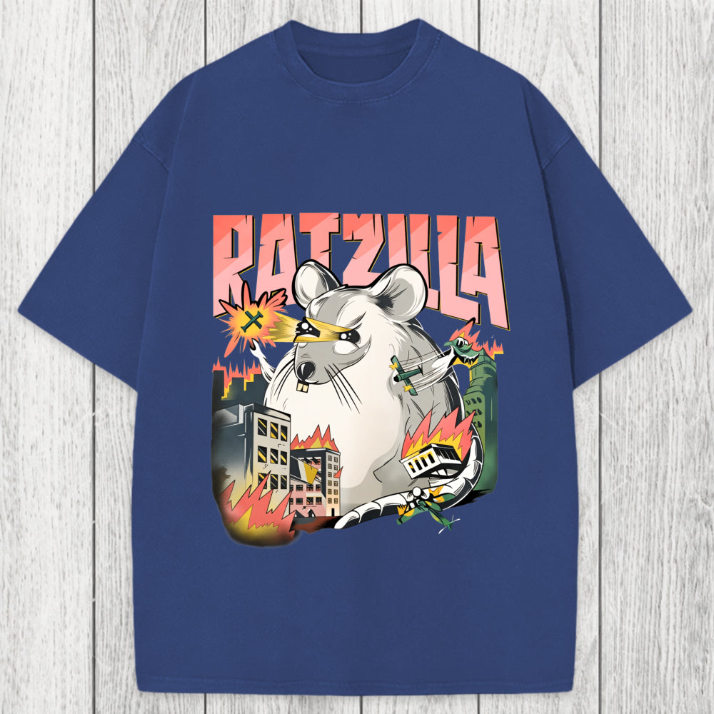 Tokyosol Funny RATZILLA Washed T-Shirt