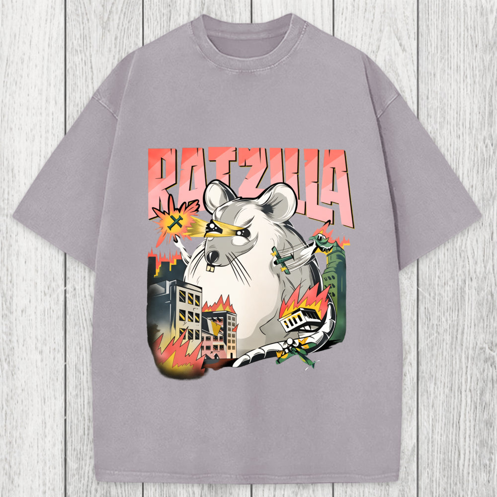 Tokyosol Funny RATZILLA Washed T-Shirt