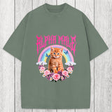 Tokyosol Alpha Male Funny Kitten Washed T-Shirt