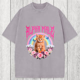 Tokyosol Alpha Male Funny Kitten Washed T-Shirt