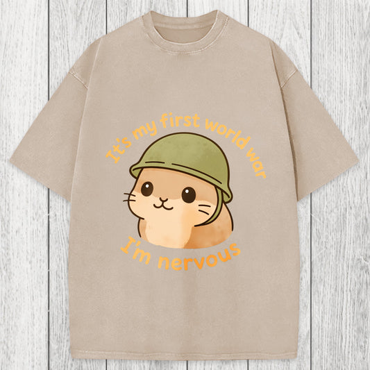 Tokyosol Nervous Hamster Meme Washed T-Shirt
