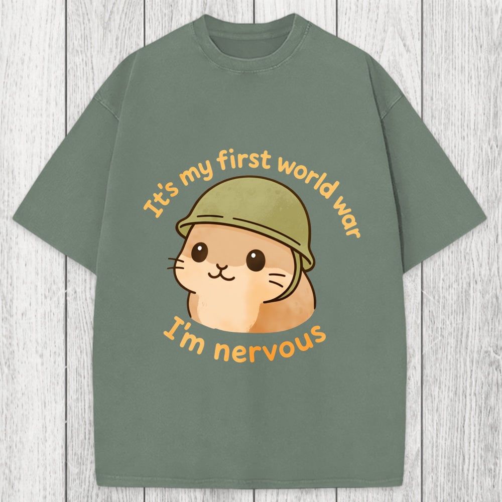 Tokyosol Nervous Hamster Meme Washed T-Shirt