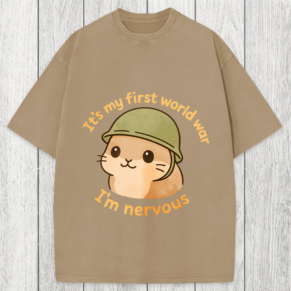 Tokyosol Nervous Hamster Meme Washed T-Shirt
