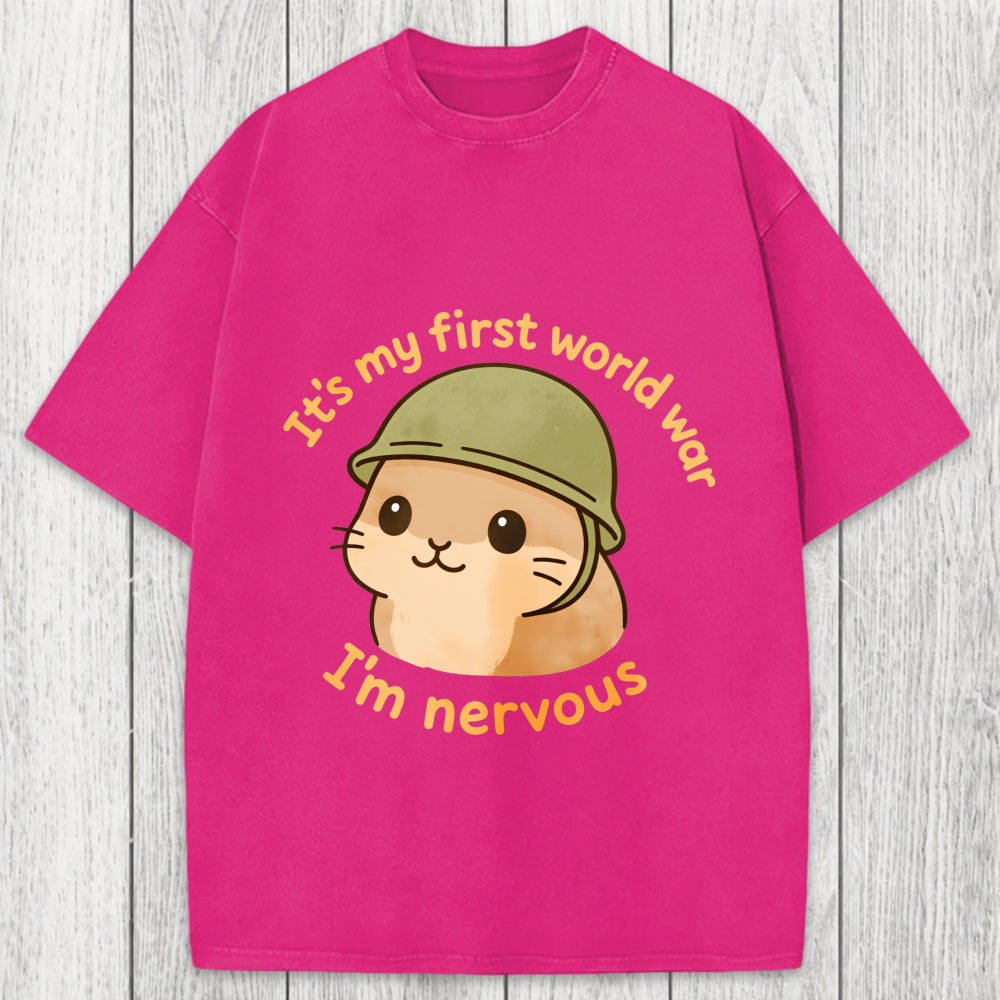 Tokyosol Nervous Hamster Meme Washed T-Shirt