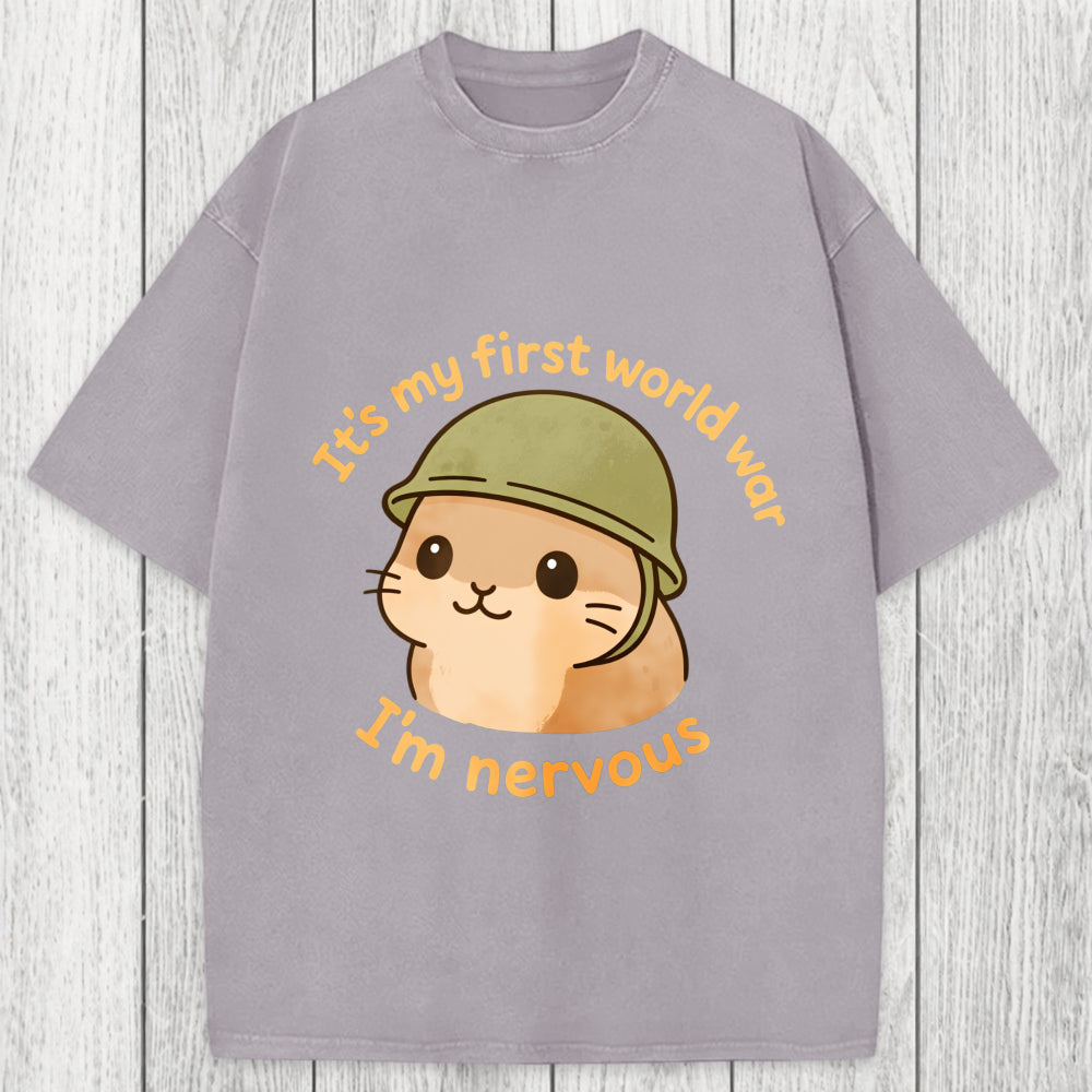 Tokyosol Nervous Hamster Meme Washed T-Shirt
