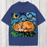 Tokyosol Orange Tabby Night full Washed T-Shirt