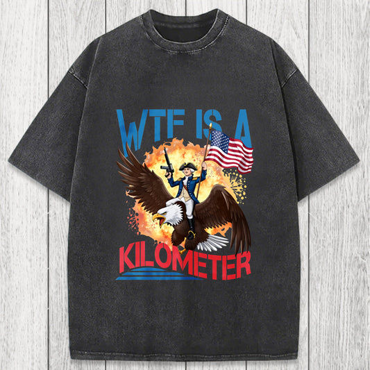 Tokyosol WTF Is A Kilometer Funny Washed T-Shirt