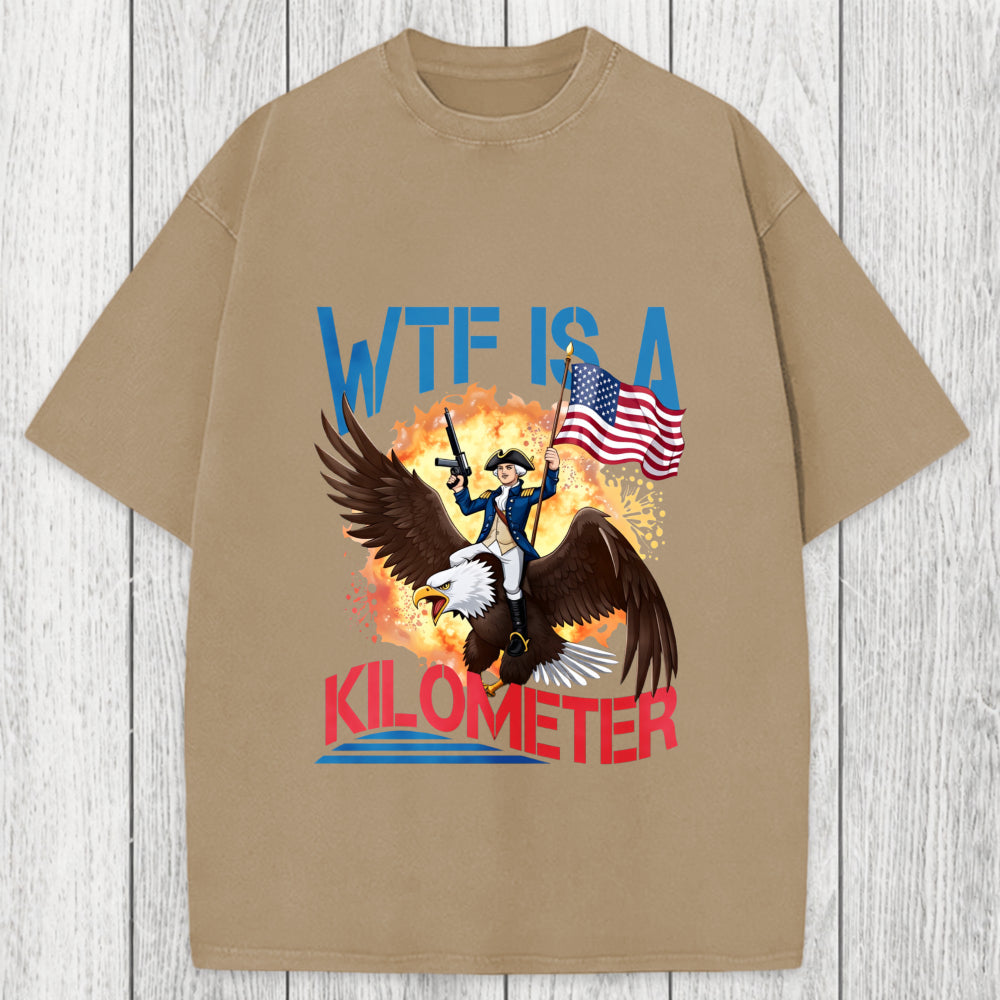 Tokyosol WTF Is A Kilometer Funny Washed T-Shirt