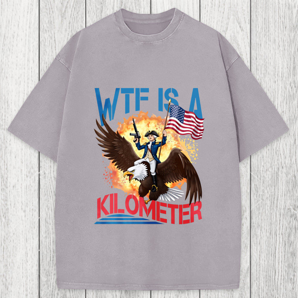 Tokyosol WTF Is A Kilometer Funny Washed T-Shirt