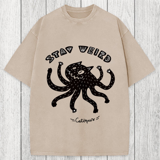 Tokyosol STAY WEIRD Catopus Washed T-Shirt