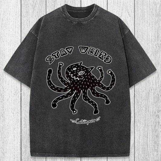 Tokyosol STAY WEIRD Catopus Washed T-Shirt