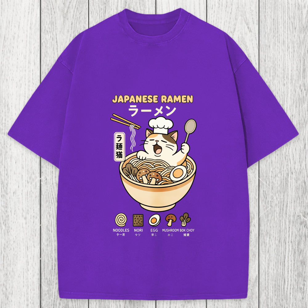 Tokyosol Ramen Cat Washed T-Shirt