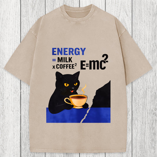 Tokyosol Cat Coffee Energy Formula Washed T-Shirt