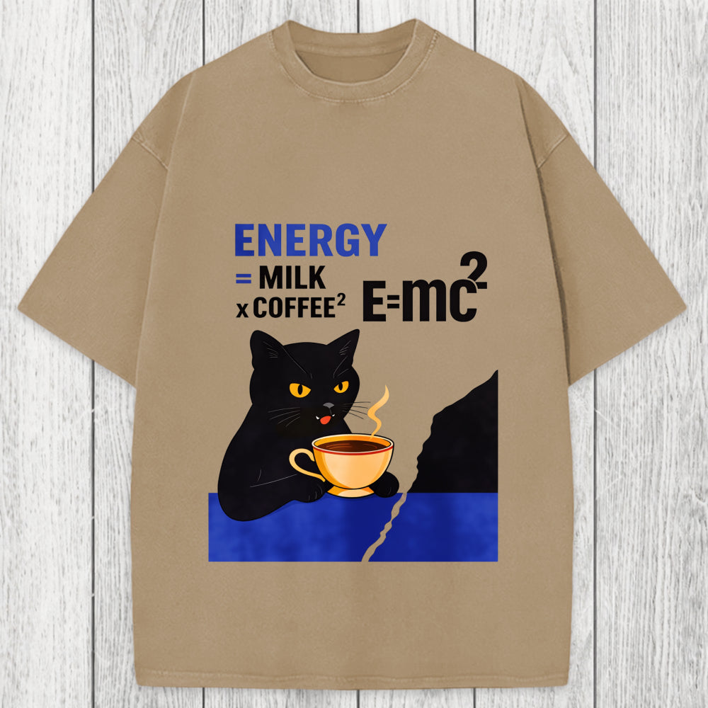 Tokyosol Cat Coffee Energy Formula Washed T-Shirt
