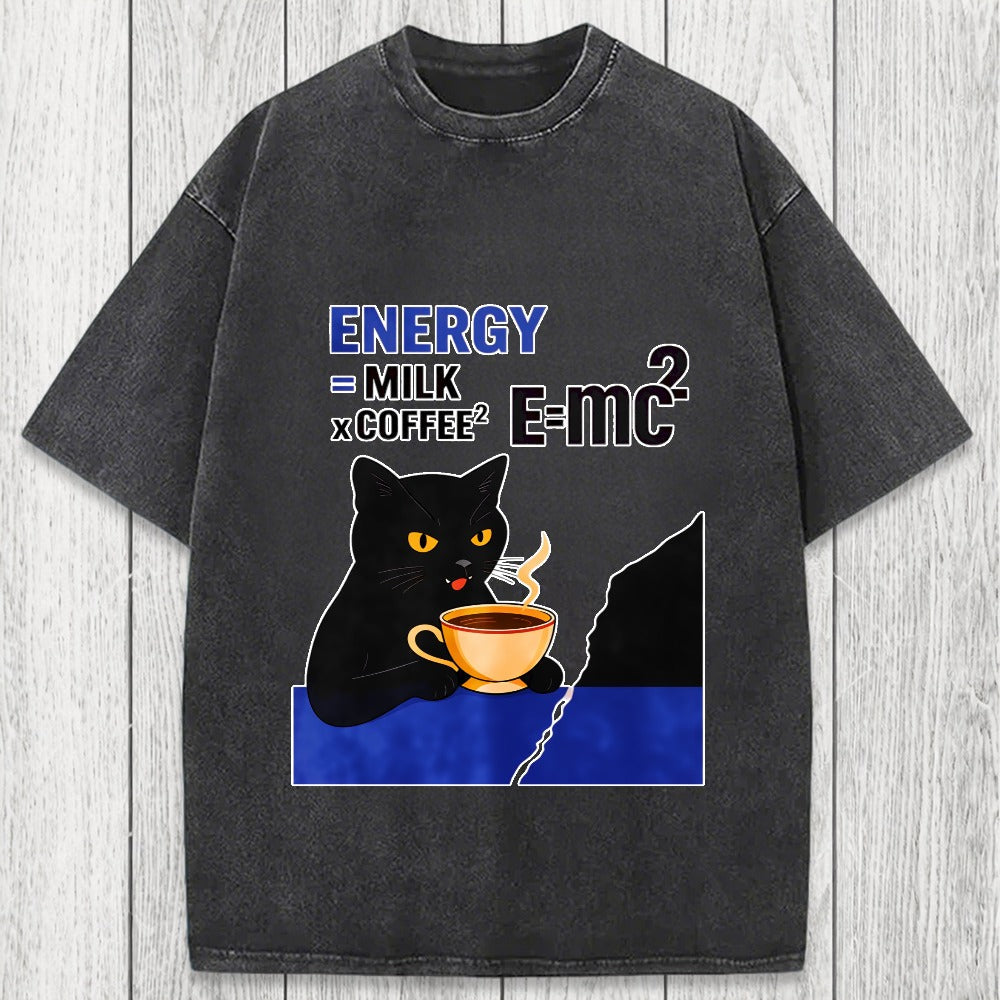 Tokyosol Cat Coffee Energy Formula Washed T-Shirt
