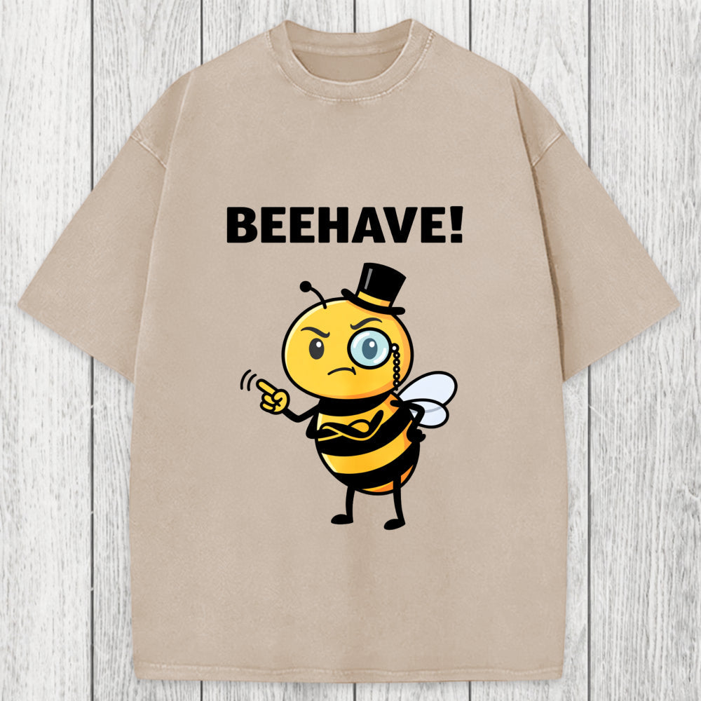 Tokyosol Beehave! Funny Bee Washed T-Shirt