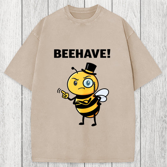 Tokyosol Beehave! Funny Bee Washed T-Shirt