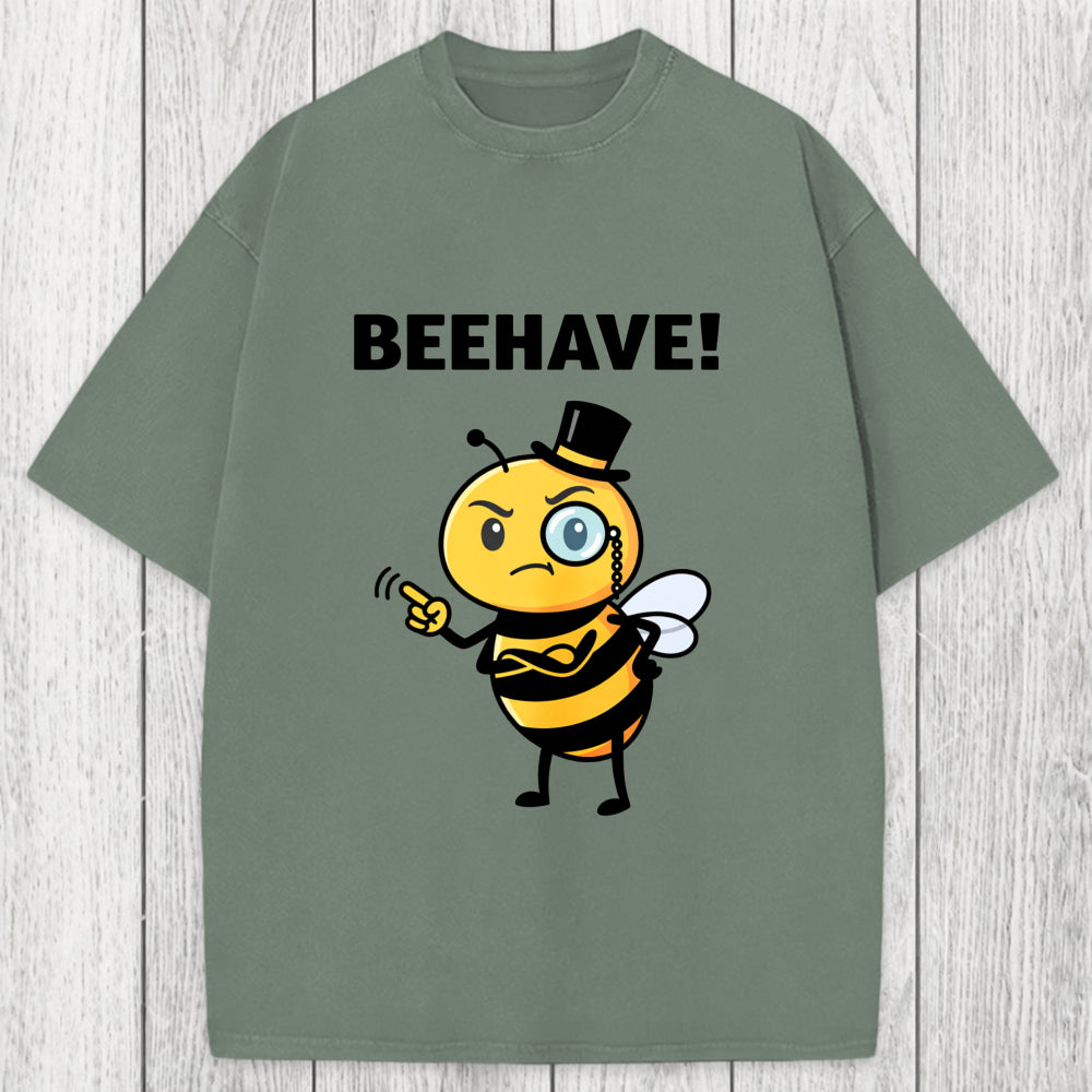 Tokyosol Beehave! Funny Bee Washed T-Shirt