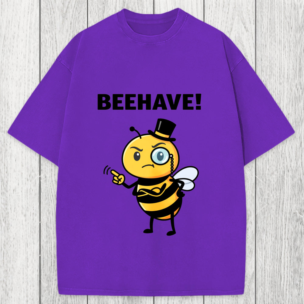 Tokyosol Beehave! Funny Bee Washed T-Shirt