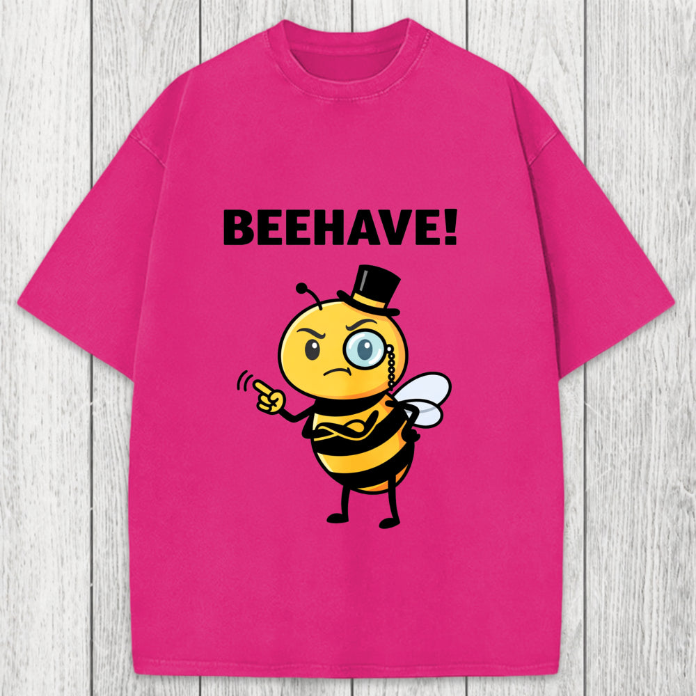 Tokyosol Beehave! Funny Bee Washed T-Shirt