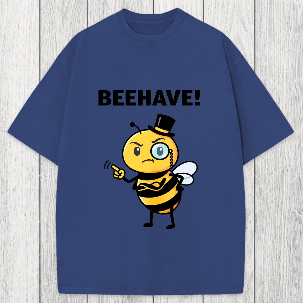Tokyosol Beehave! Funny Bee Washed T-Shirt