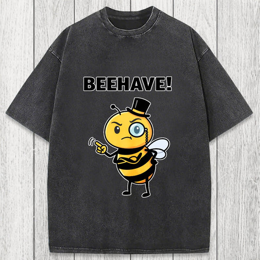 Tokyosol Beehave! Funny Bee Washed T-Shirt