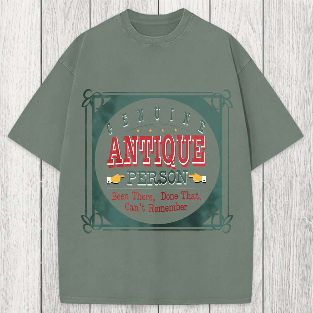 Tokyosol Genuine Antique Person Funny Slogan Washed T-Shirt