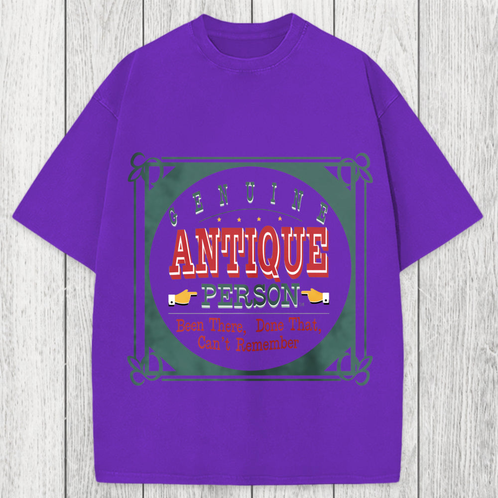 Tokyosol Genuine Antique Person Funny Slogan Washed T-Shirt