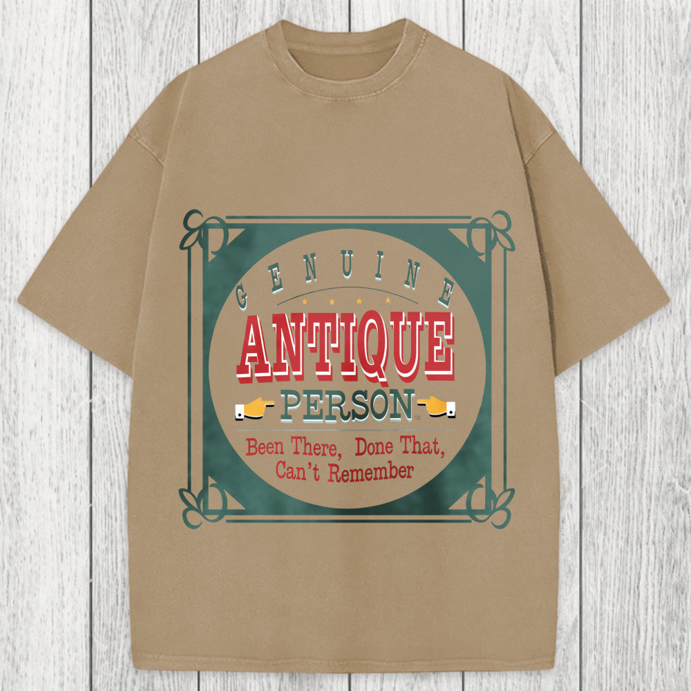 Tokyosol Genuine Antique Person Funny Slogan Washed T-Shirt