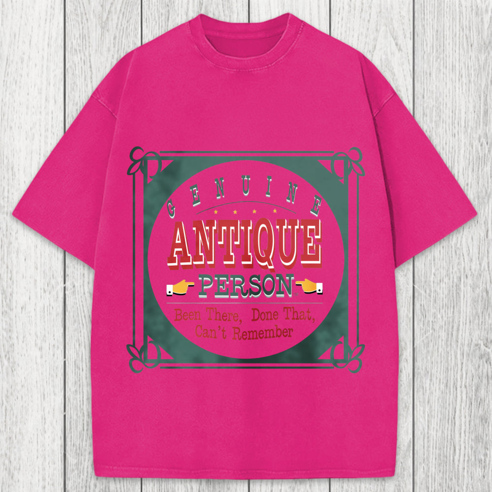 Tokyosol Genuine Antique Person Funny Slogan Washed T-Shirt