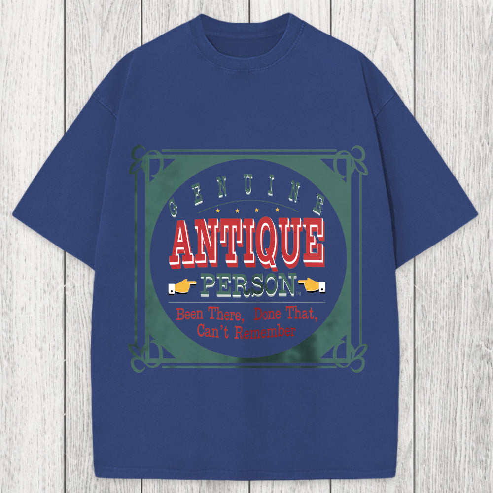 Tokyosol Genuine Antique Person Funny Slogan Washed T-Shirt