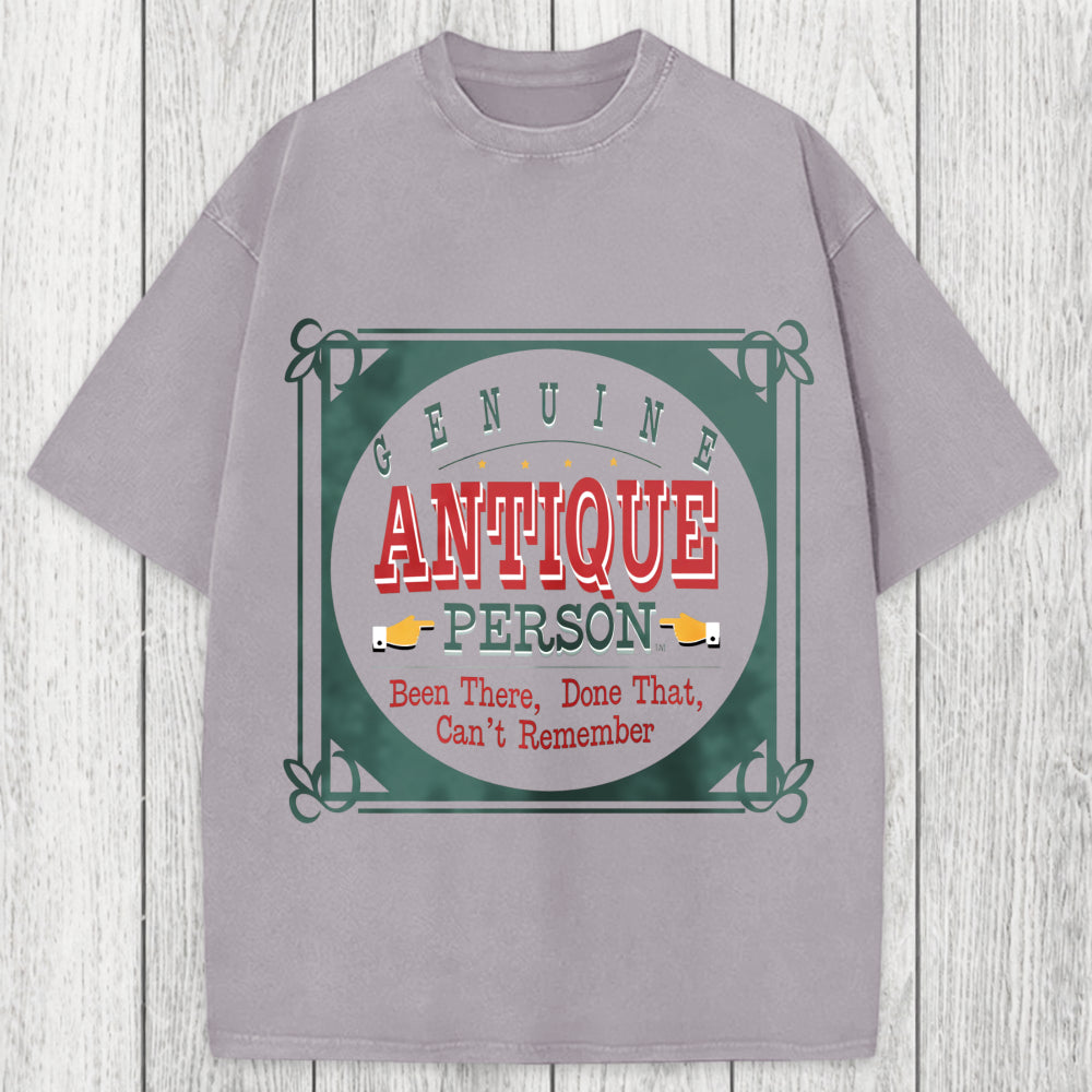 Tokyosol Genuine Antique Person Funny Slogan Washed T-Shirt