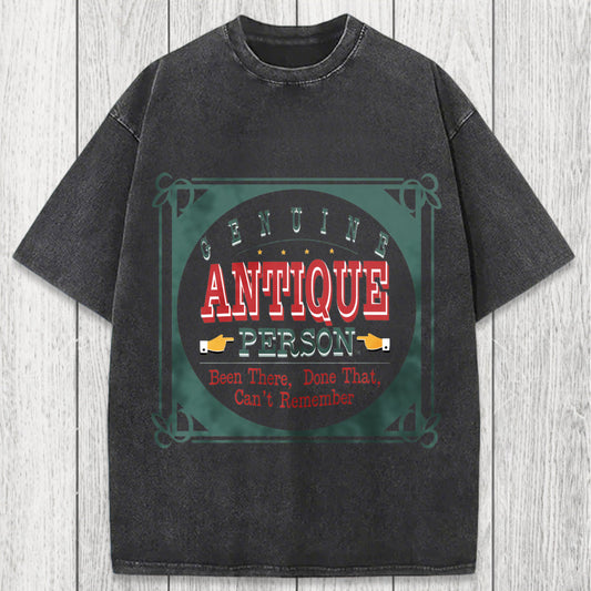 Tokyosol Genuine Antique Person Funny Slogan Washed T-Shirt