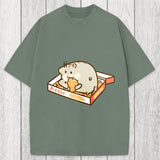 Tokyosol Cute Hamster Pizza Washed T-Shirt