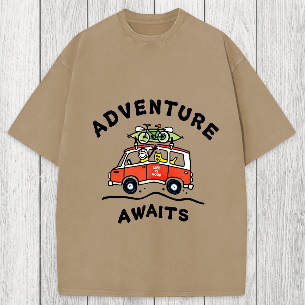 Tokyosol Adventure Awaits Washed T-Shirt