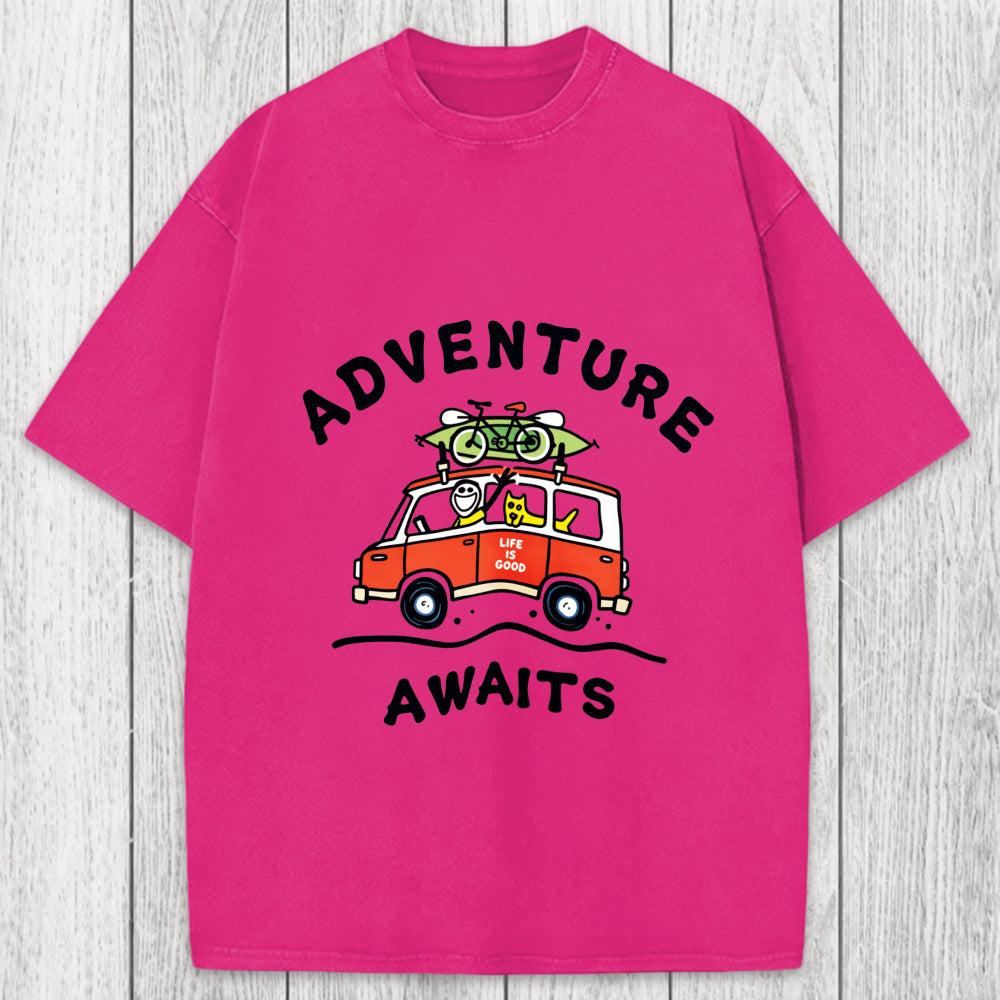 Tokyosol Adventure Awaits Washed T-Shirt